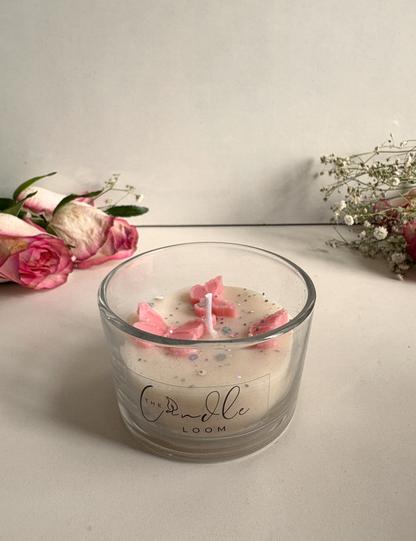 Pastel Floral Aroma Candle in Wide Glass Jar