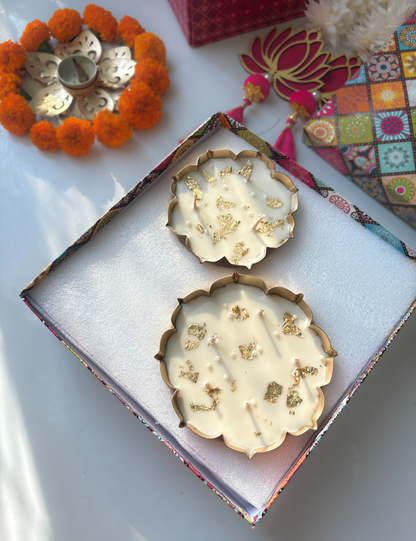 Luxury Lotus Urli Candle Set with Gold Foil – Premium Diwali Décor & Gift Hamper