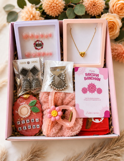 The Candleloom Premium Rakhi Hamper with Oxidised Earrings, Pendant & Wax Sachet