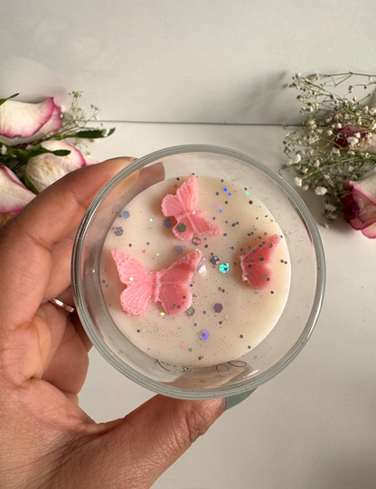 Pastel Floral Aroma Candle in Wide Glass Jar