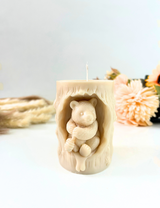 Teddy Bear Pillar Candle