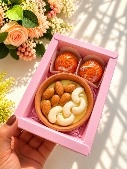 Dry Fruit Bowl Candle Gift Set of 3 with Pink Gift Box | Festive Decorative Candles