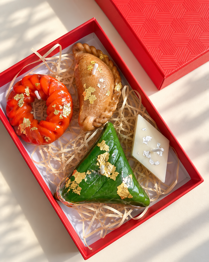 Festive sweets Candle Gift Box Set of 4 | Decorative Diwali & Wedding Gift Candles
