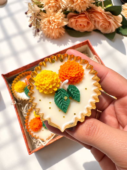 Set of 6 Floral Leaf diya Candles Gift Box – Premium Diwali & Festive Return Gift