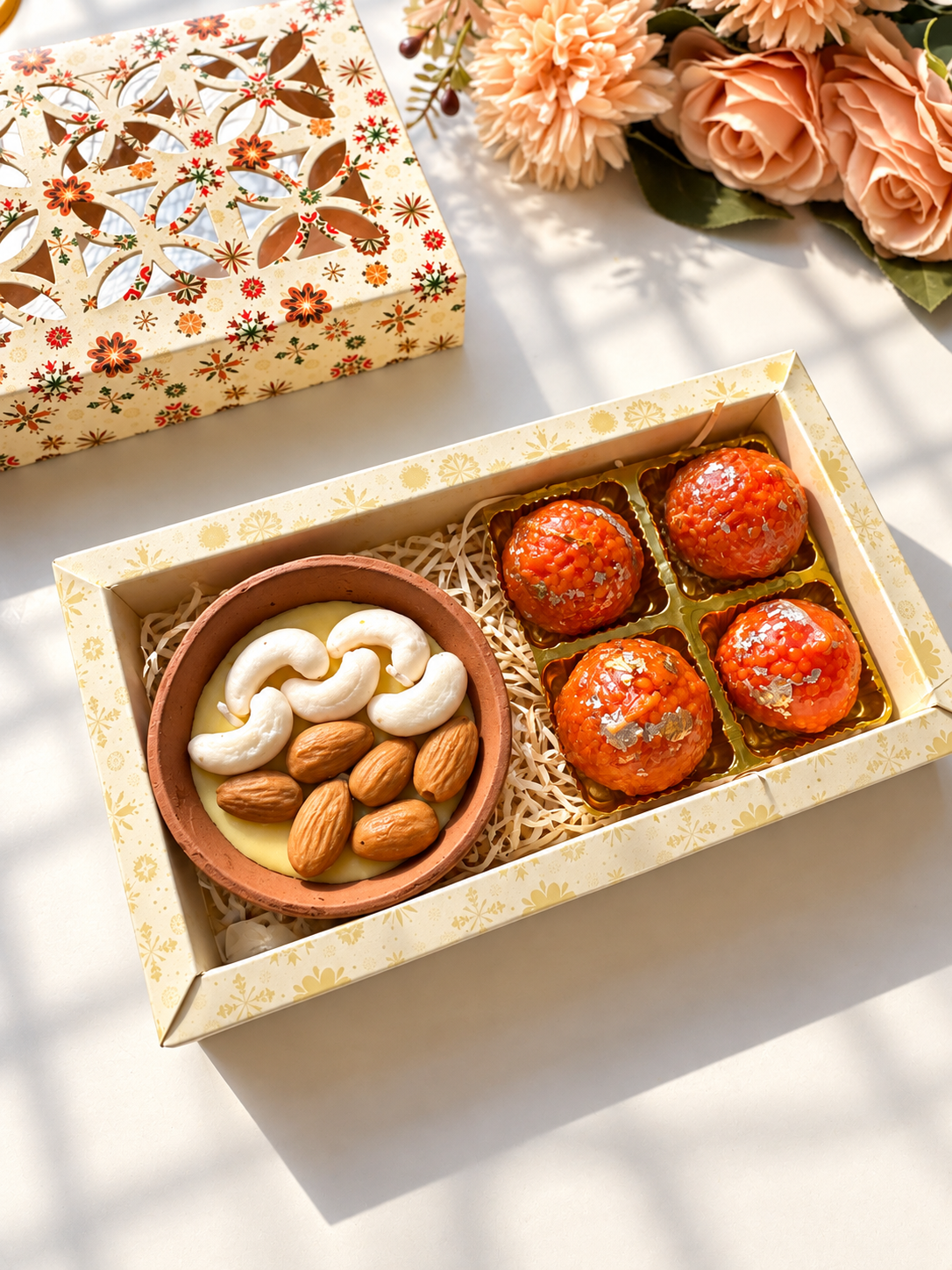 Dry Fruit Bowl & Laddoo Candle Gift Box – Premium Diwali & Festive Hamper