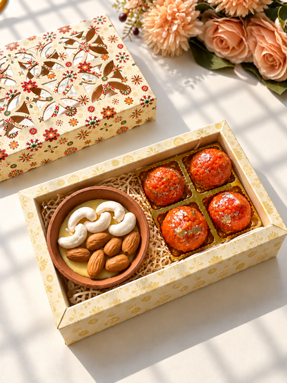 Dry Fruit Bowl & Laddoo Candle Gift Box – Premium Diwali & Festive Hamper