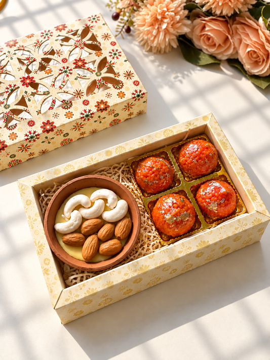 Dry Fruit Bowl & Laddoo Candle Gift Box – Premium Diwali & Festive Hamper