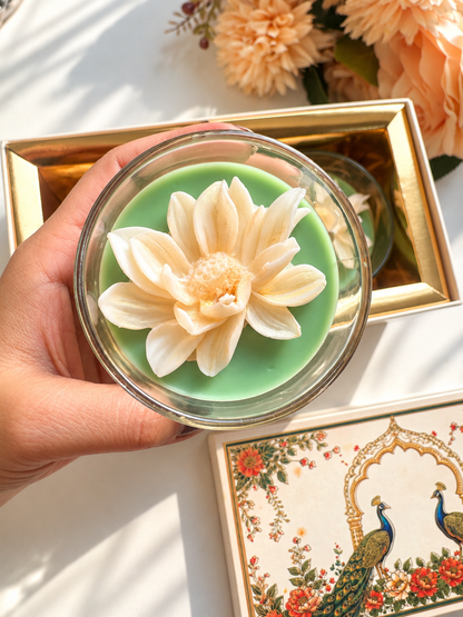 Lotus Flower Glass Candle Set of 2 – Premium Diwali Gift & Festive Décor