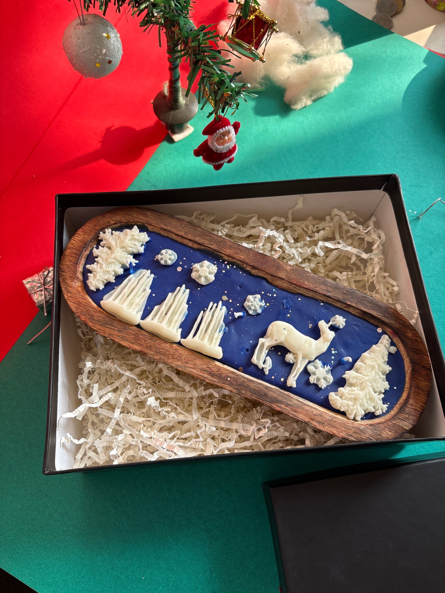 Snow Forest Reindeer Wooden Jar Candle