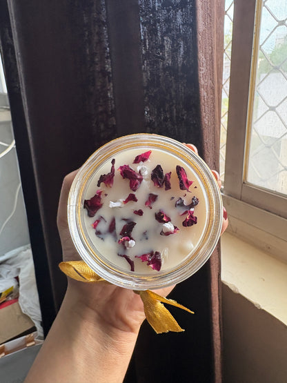 Rose Petal Scented Jar Candle