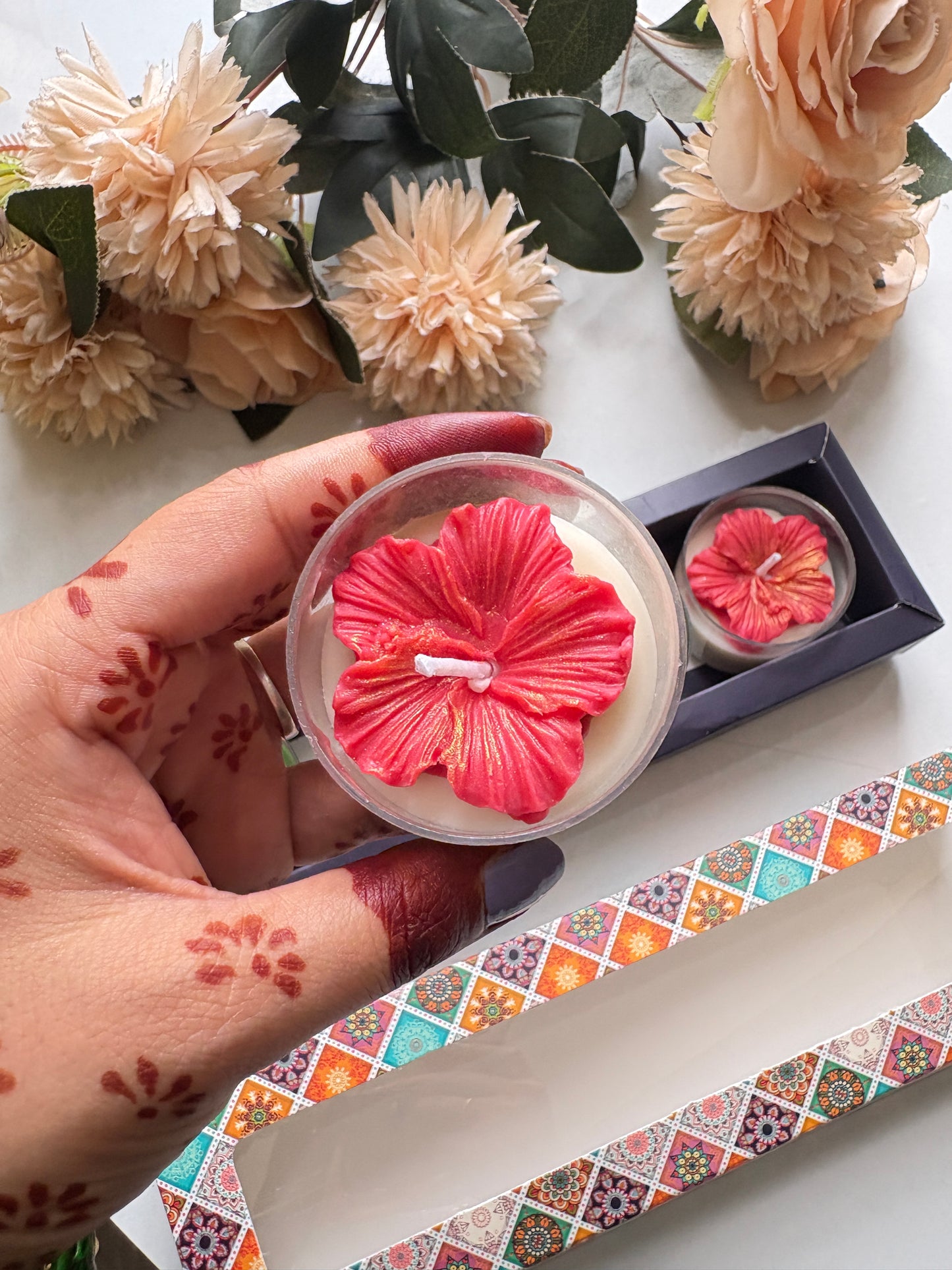 Hibiscus Flower Candle Gift Set of 4 | Decorative Candles