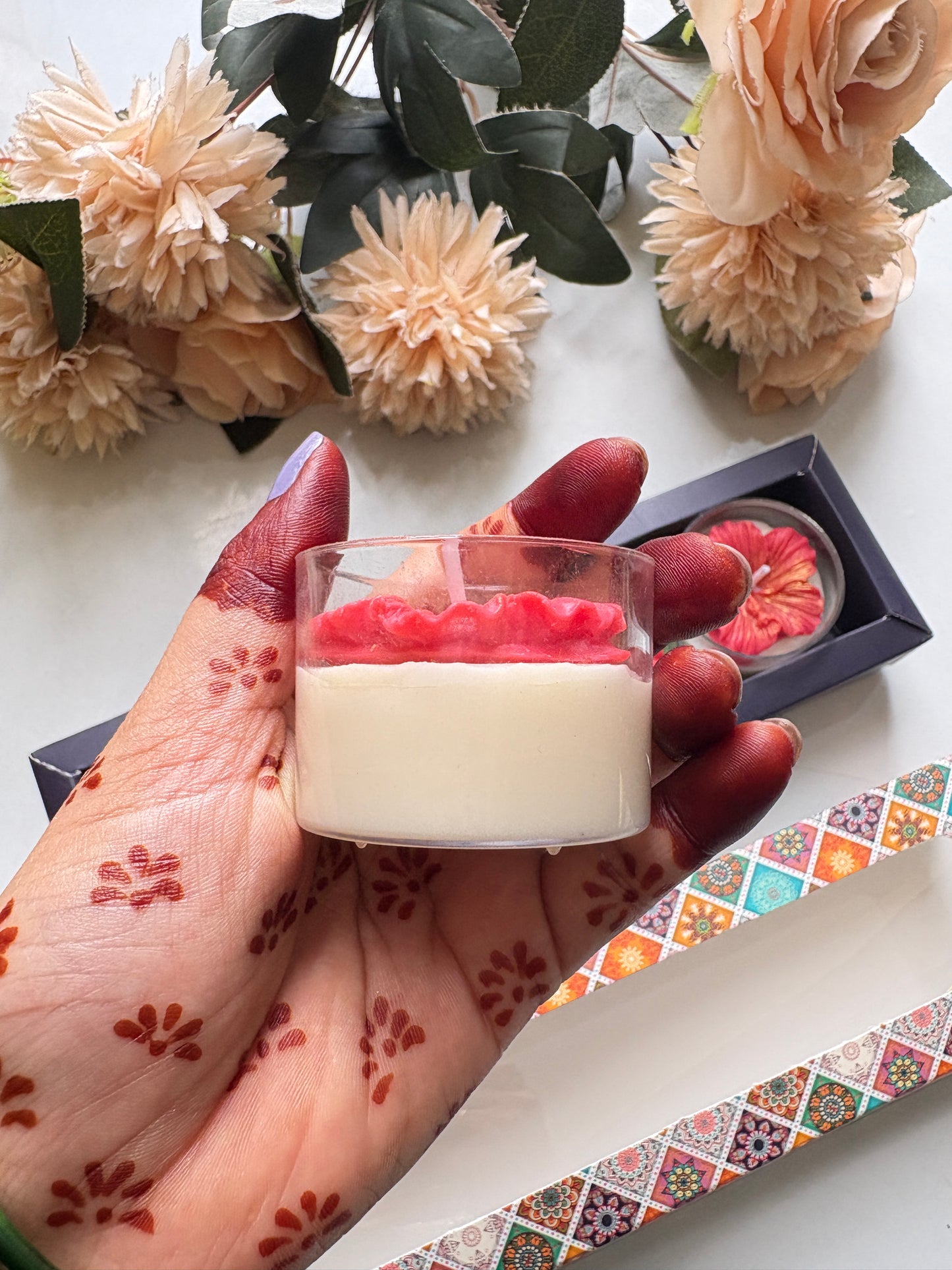 Hibiscus Flower Candle Gift Set of 4 | Decorative Candles