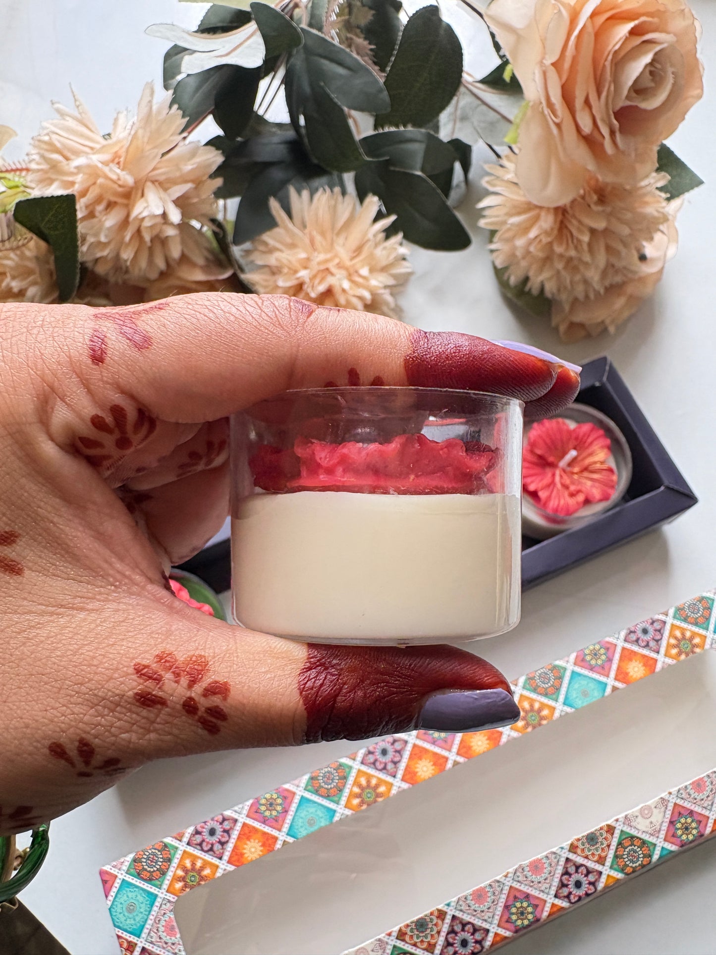 Hibiscus Flower Candle Gift Set of 4 | Decorative Candles