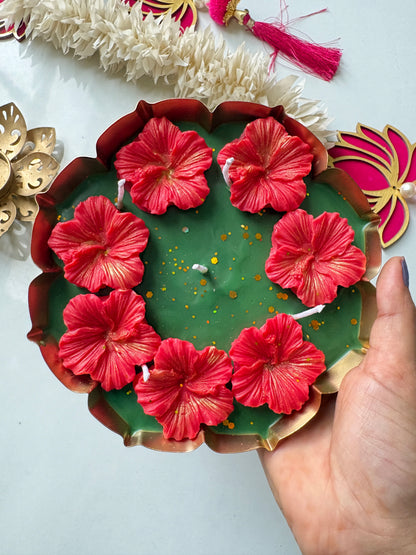 Hibiscus Urli Candle – 6.5 Inch Ganpati Special Gift for Ganesh Chaturthi