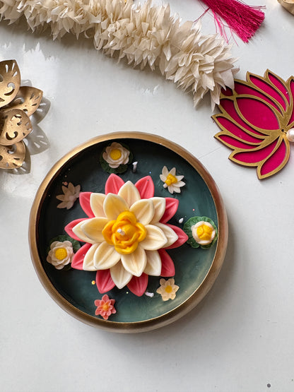 Lotus Pond Hammered Urli Candle 6.5 Inch Premium Festive Gift