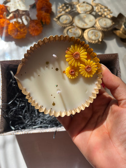 Luxury Golden Diya Candle Pair – Set of 2