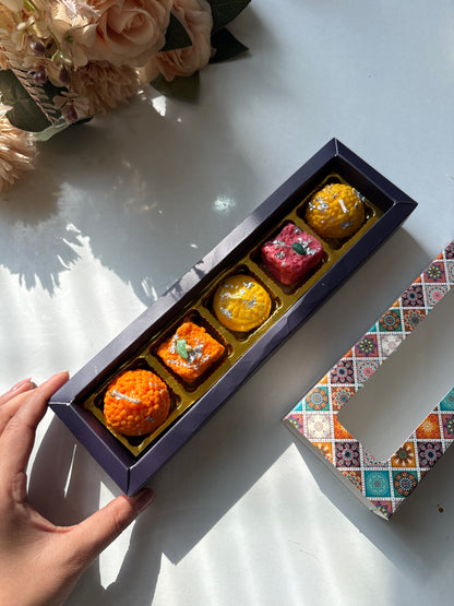 Set of 5 Mithai Candles | Assorted Sweet Candles Gift Box