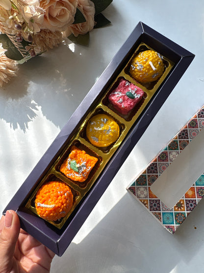 Set of 5 Mithai Candles | Assorted Sweet Candles Gift Box