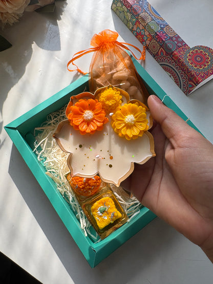 Luxury Diwali Candle Gift Hamper with Dry Fruits & Mithai Candles | Festive Gift Box