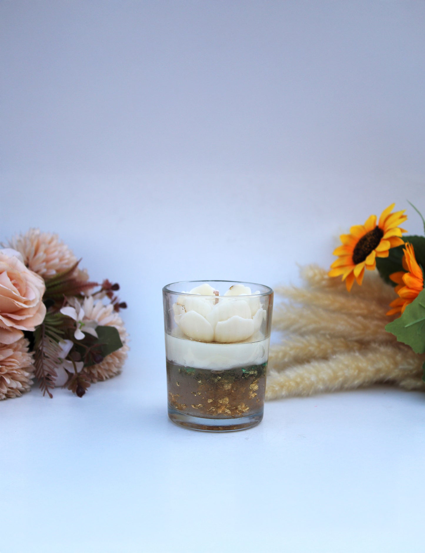 Premium Gel Wax Candle with Flower