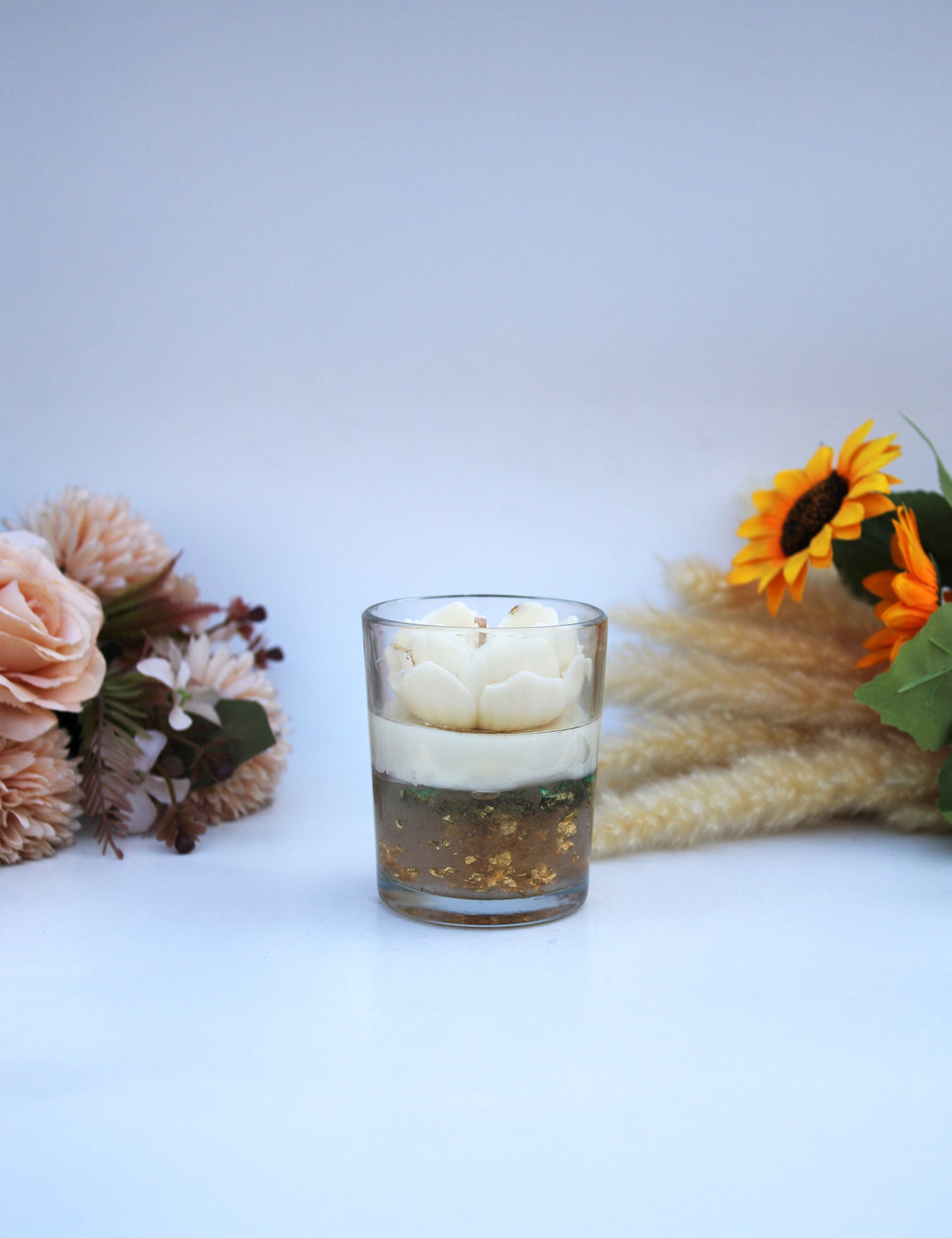 Premium Gel Wax Candle with Flower