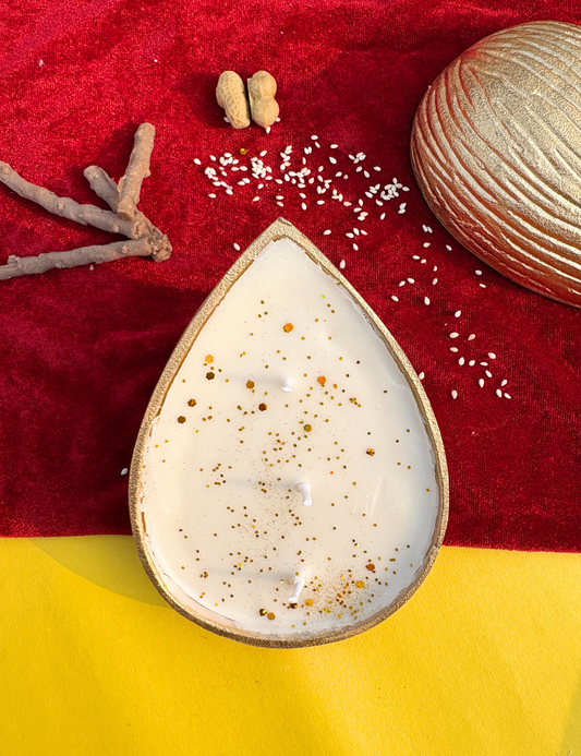 Golden Designer Almond shaped Scented Candle